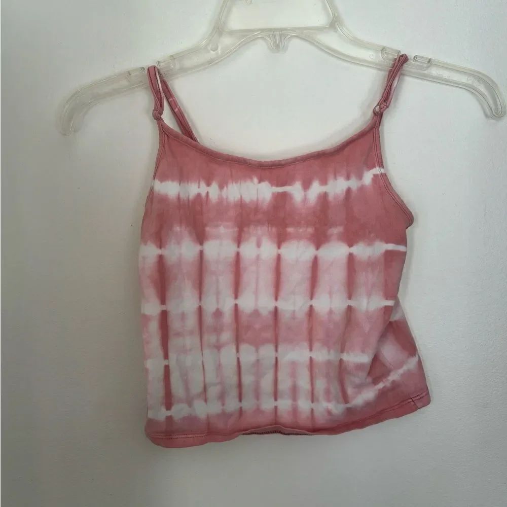 American Eagle AE Pink Tie Dye Crop Tank Spaghetti Strap XS Cotton